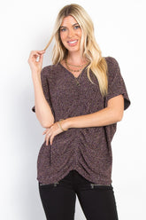 Glamorous Women's Lurex Cinched Knit Top - Be Stage Full Size Fashion